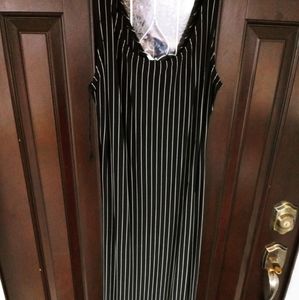 Zz) All That Jazz blk with wh/pinstripes dress.Med